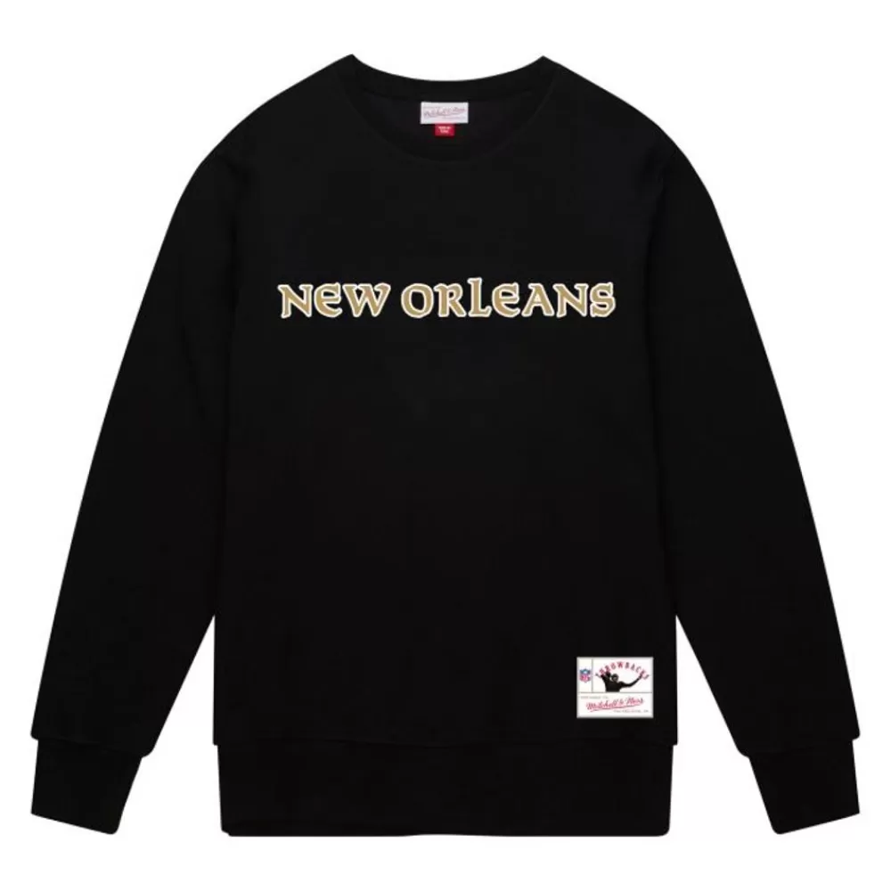 Apparel Mitchell & Ness Hoodies & Sweatshirts-Team Wordmark 1 Crew New Orleans Saints