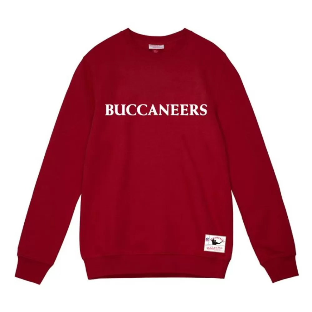 Apparel Mitchell & Ness Hoodies & Sweatshirts-Team Wordmark 1 Crew Tampa Bay Buccaneers