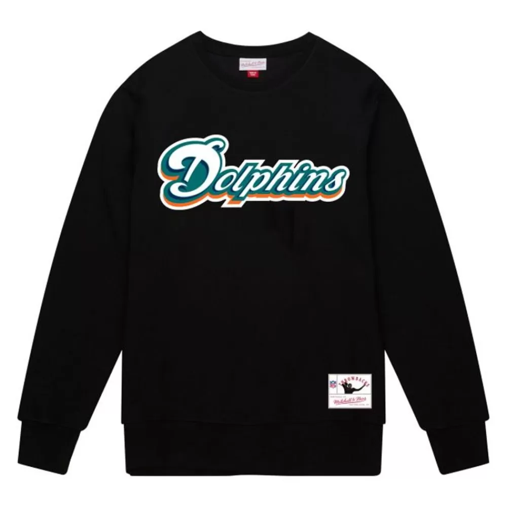 Apparel Mitchell & Ness Hoodies & Sweatshirts-Team Wordmark 2 Crew Miami Dolphins