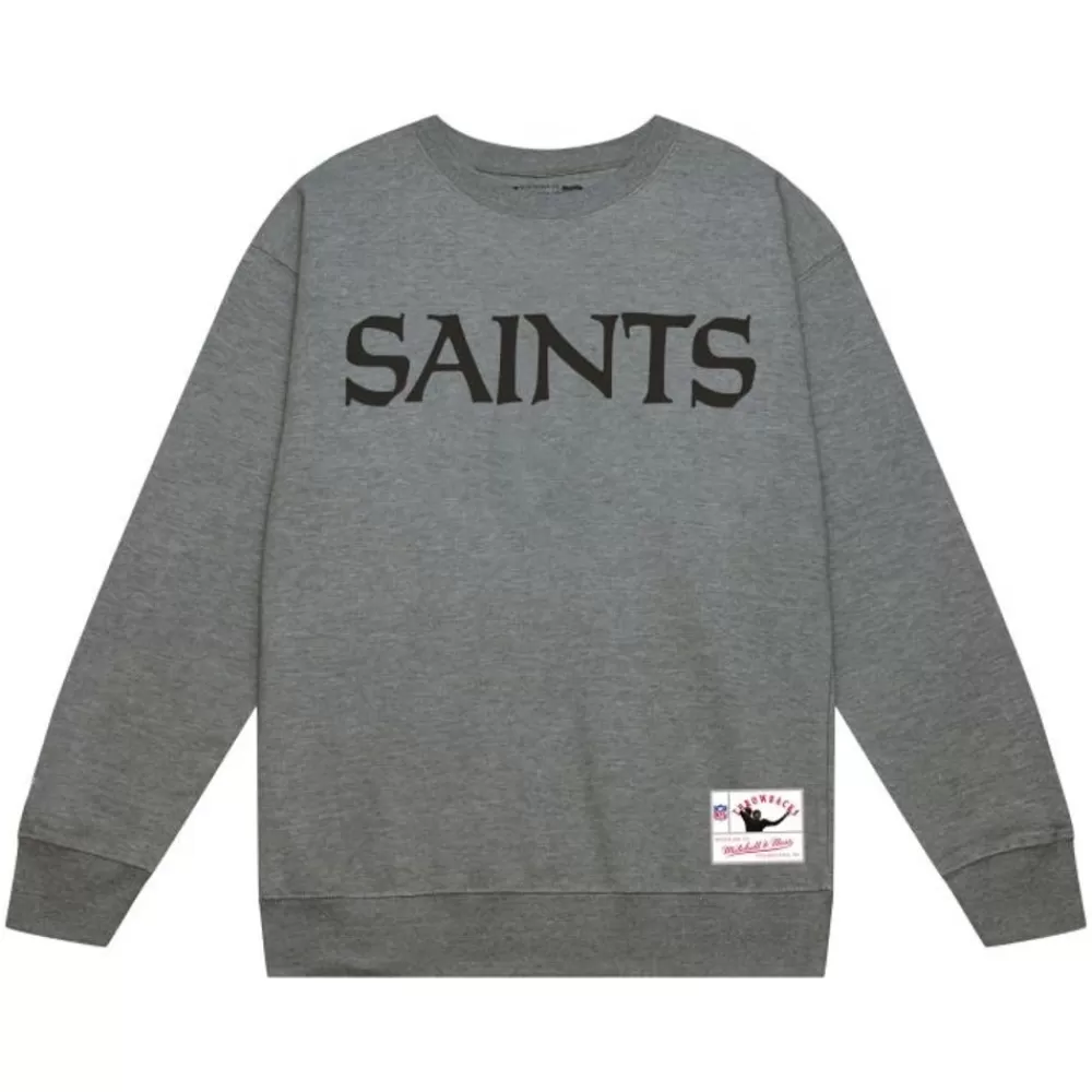 Apparel Mitchell & Ness Hoodies & Sweatshirts-Team Wordmark 2 Crew New Orleans Saints