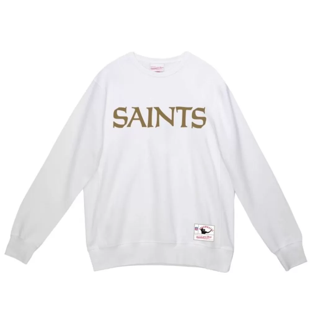 Apparel Mitchell & Ness Hoodies & Sweatshirts-Team Wordmark 2 Crew New Orleans Saints