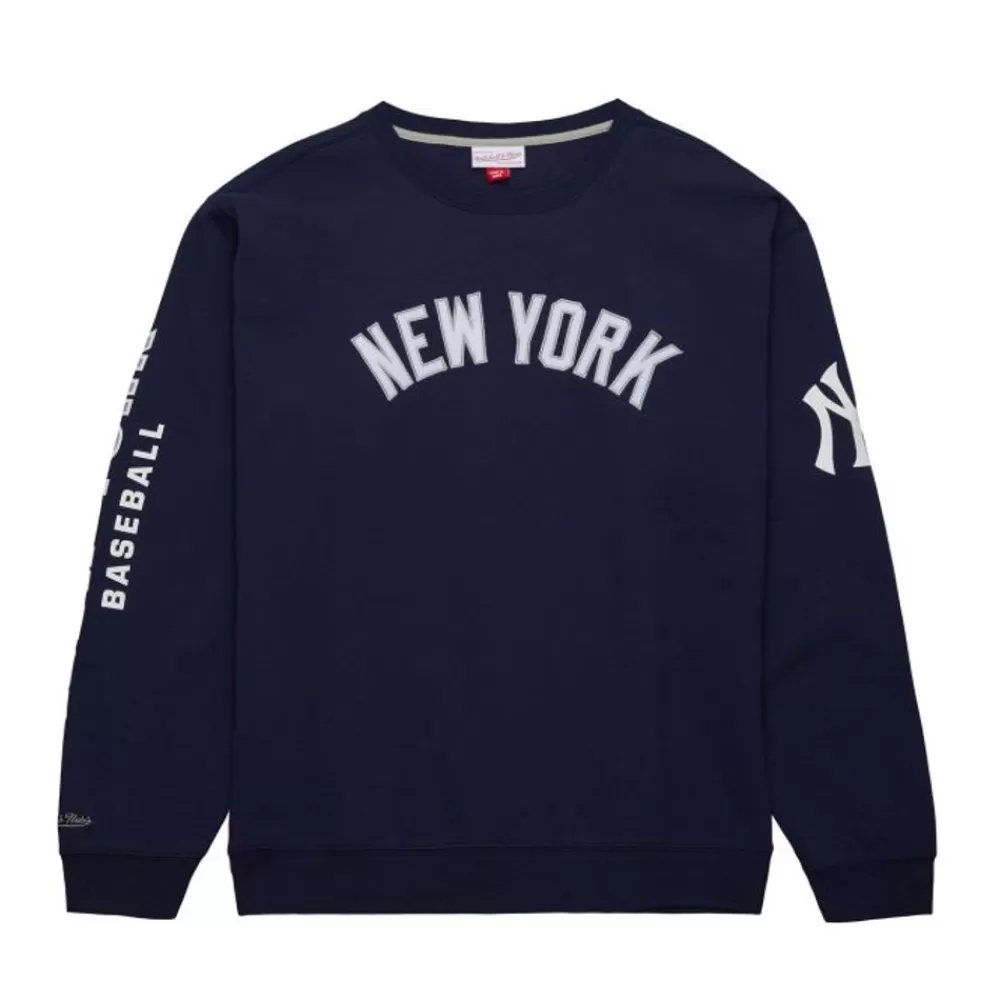 Apparel Mitchell & Ness Hoodies & Sweatshirts-There And Back Fleece Crew Current Logo New York Yankees