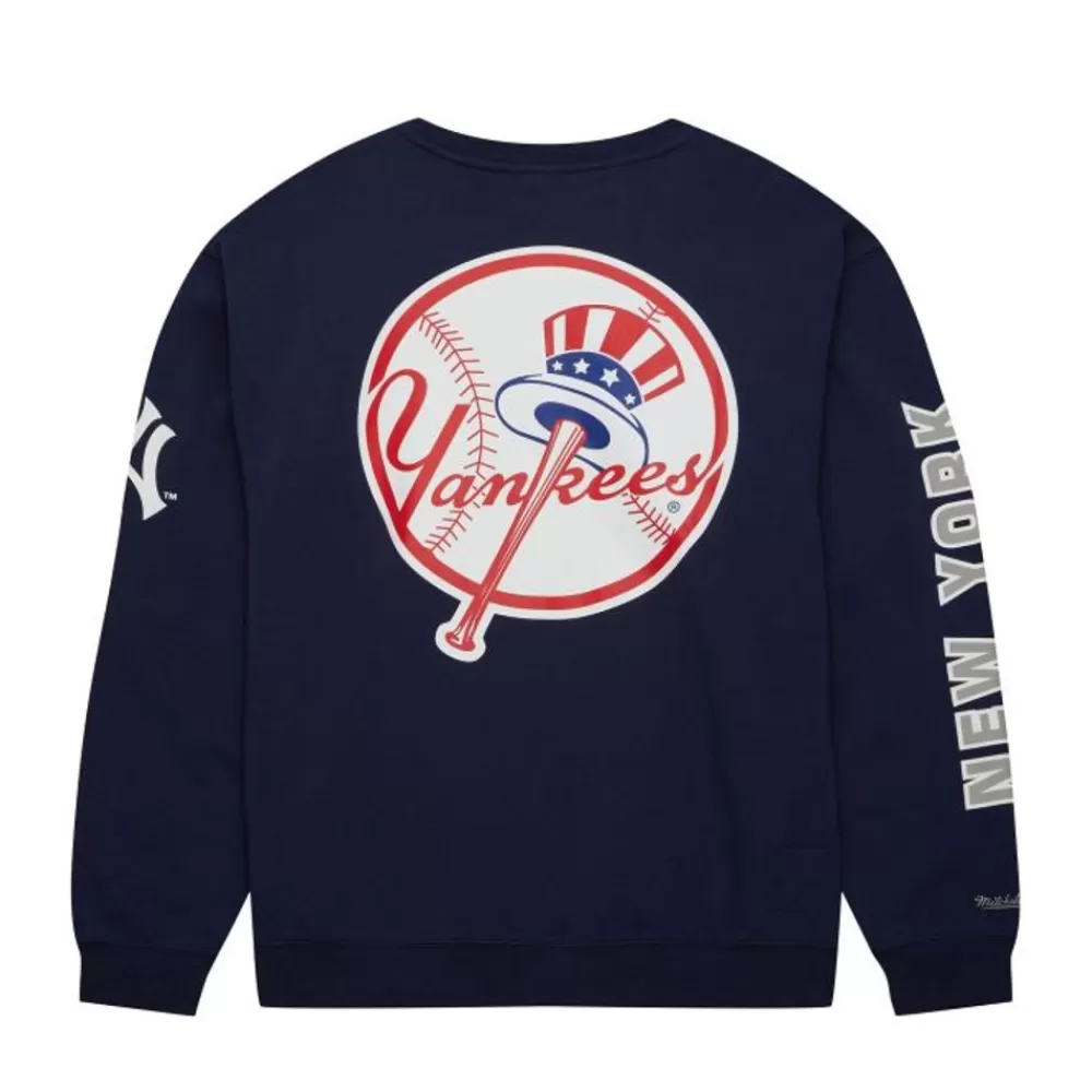 Apparel Mitchell & Ness Hoodies & Sweatshirts-There And Back Fleece Crew Current Logo New York Yankees