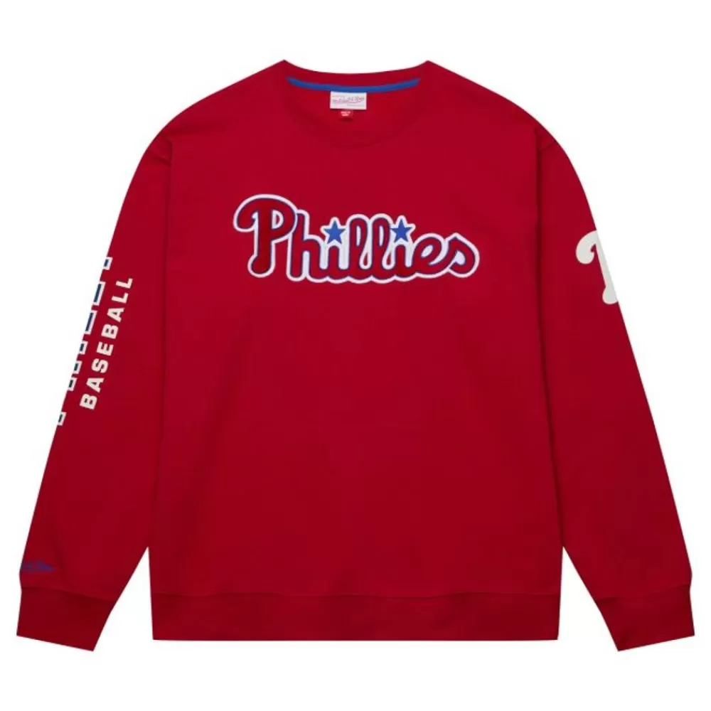 Apparel Mitchell & Ness Hoodies & Sweatshirts-There And Back Fleece Crew Current Logo Philadelphia Phillies