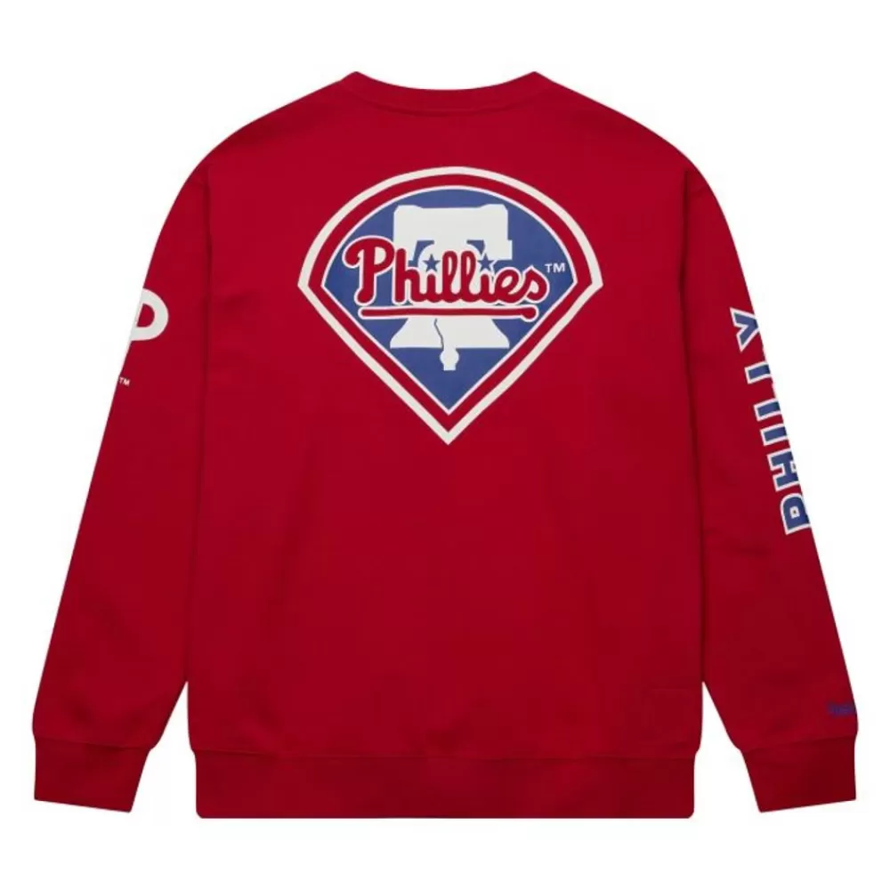 Apparel Mitchell & Ness Hoodies & Sweatshirts-There And Back Fleece Crew Current Logo Philadelphia Phillies