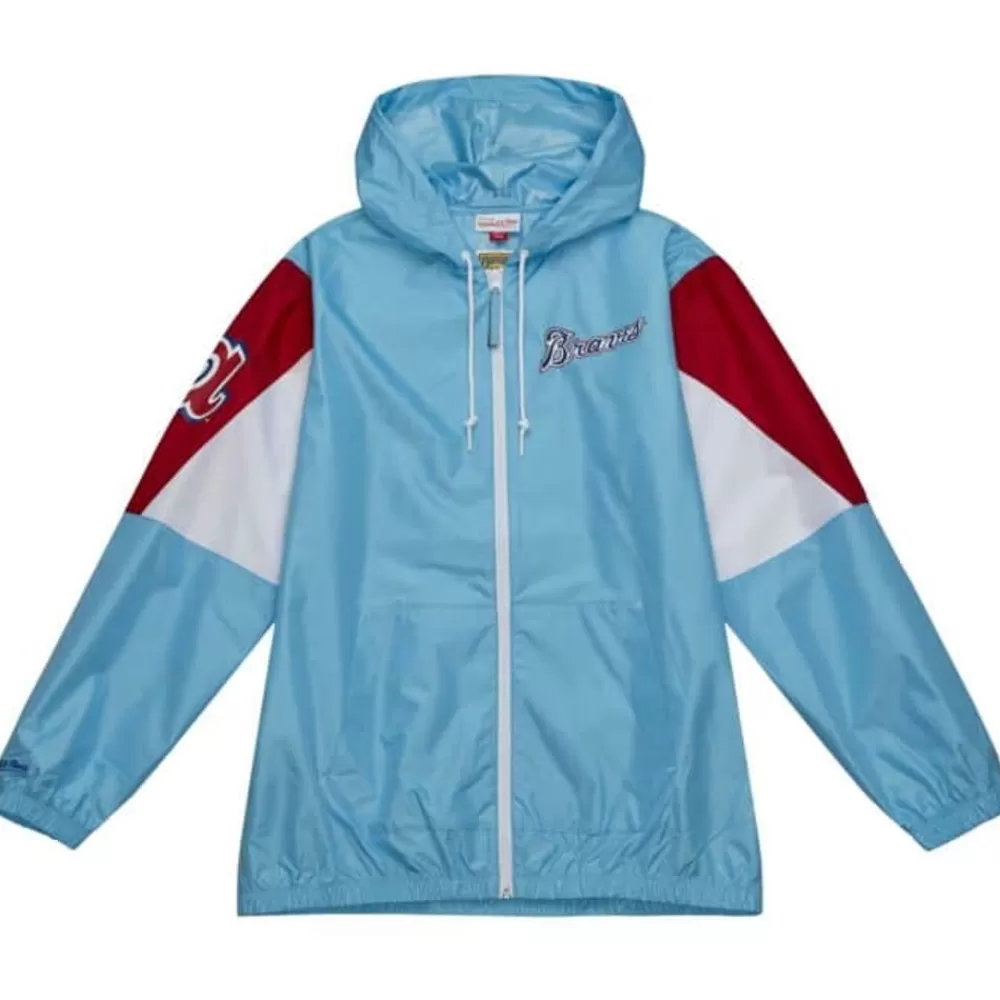 Apparel Mitchell & Ness Jackets & Outerwear-Throw It Back Full Zip Windbreaker Atlanta Braves