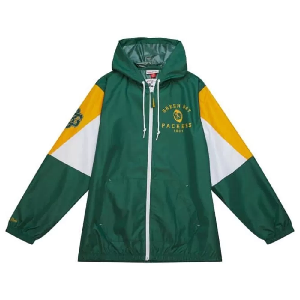 Apparel Mitchell & Ness Jackets & Outerwear-Throw It Back Full Zip Windbreaker Green Bay Packers