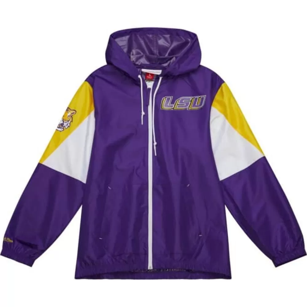 Apparel Mitchell & Ness Jackets & Outerwear-Throw It Back Full Zip Windbreaker Louisiana State University