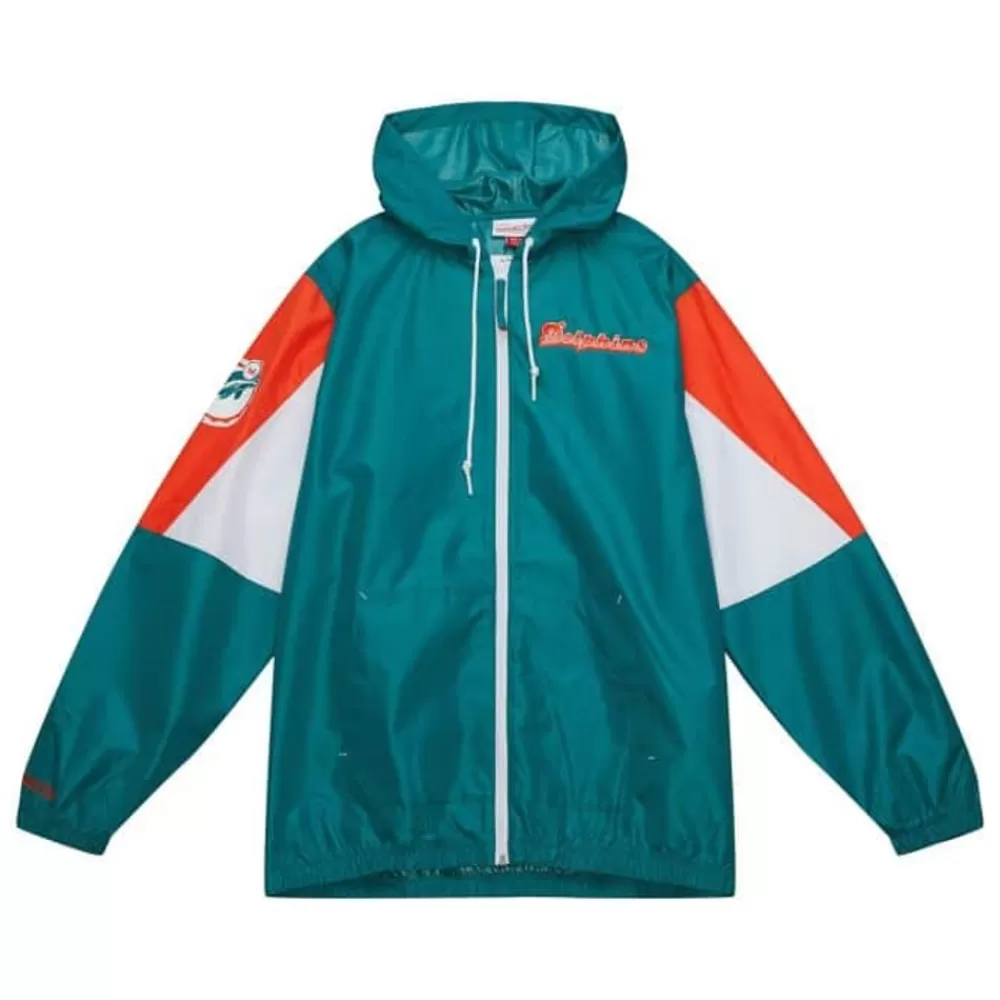 Apparel Mitchell & Ness Jackets & Outerwear-Throw It Back Full Zip Windbreaker Miami Dolphins