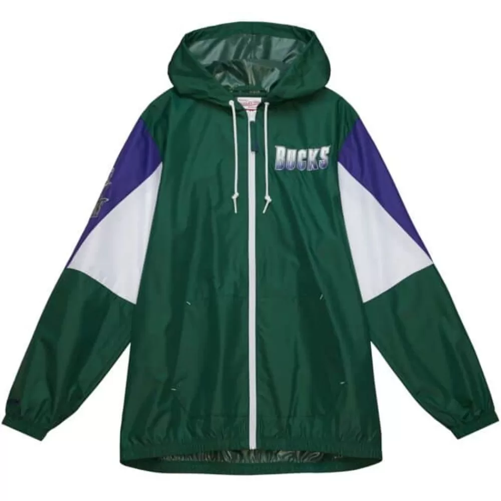 Apparel Mitchell & Ness Jackets & Outerwear-Throw It Back Full Zip Windbreaker Milwaukee Bucks