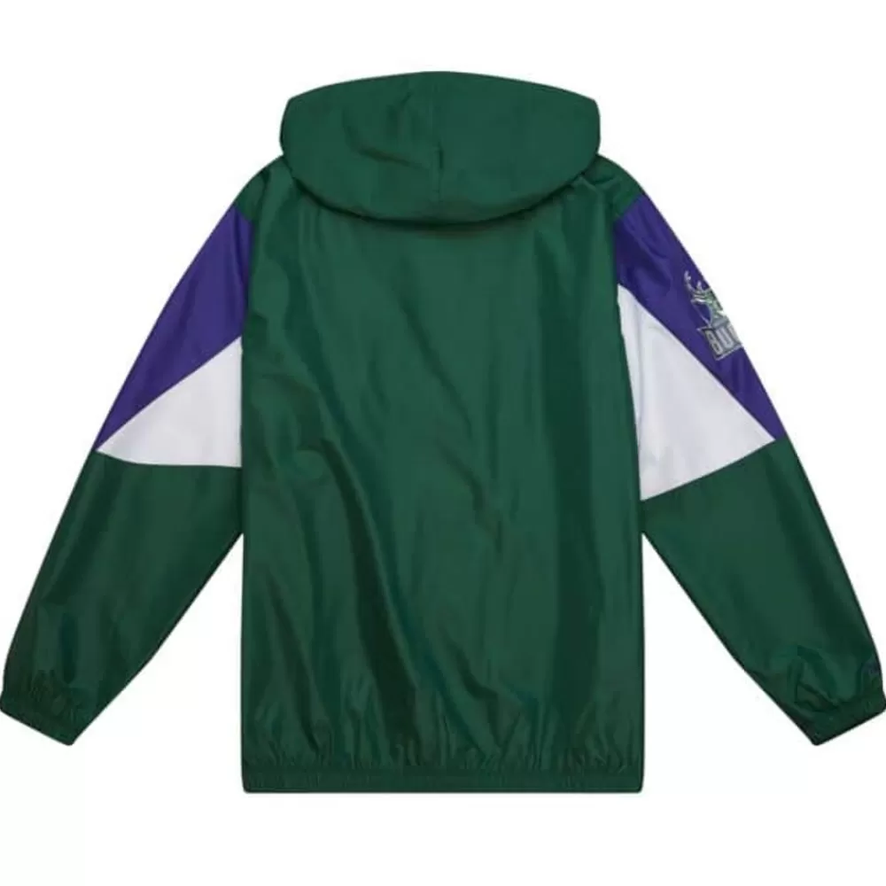 Apparel Mitchell & Ness Jackets & Outerwear-Throw It Back Full Zip Windbreaker Milwaukee Bucks