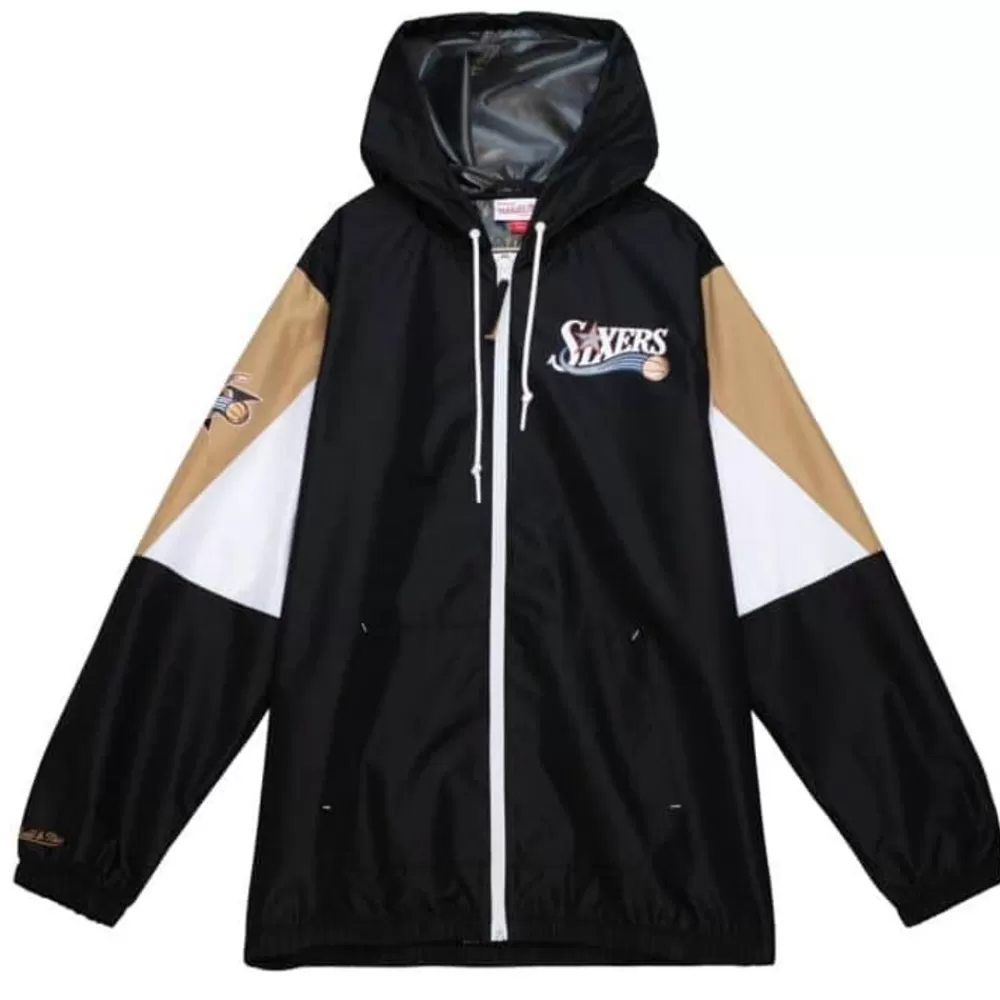 Apparel Mitchell & Ness Jackets & Outerwear-Throw It Back Full Zip Windbreaker Philadelphia 76Ers