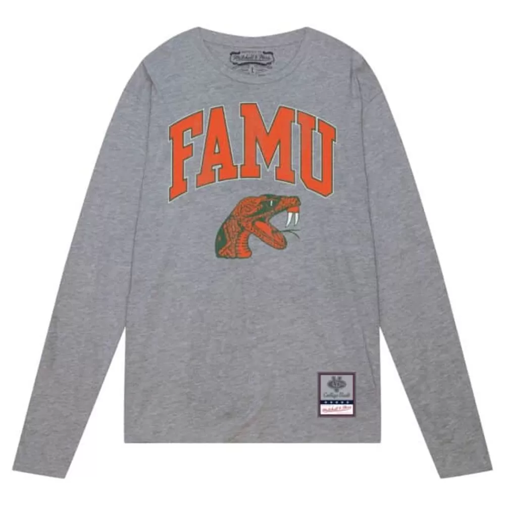 Apparel Mitchell & Ness T-Shirts & Tops-University Arch Logo Ls Tee Florida A&M University