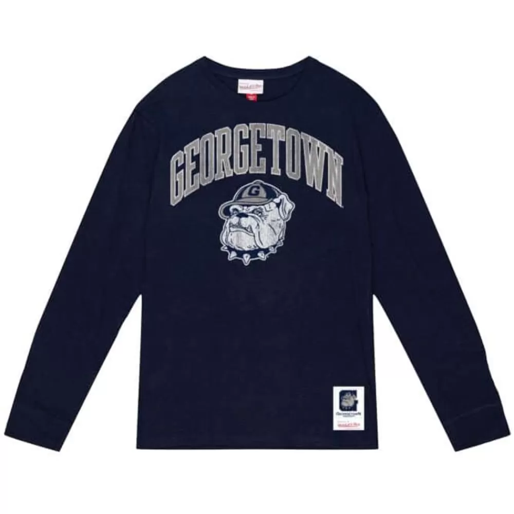 Apparel Mitchell & Ness T-Shirts & Tops-University Arch Logo Ls Tee Georgetown University