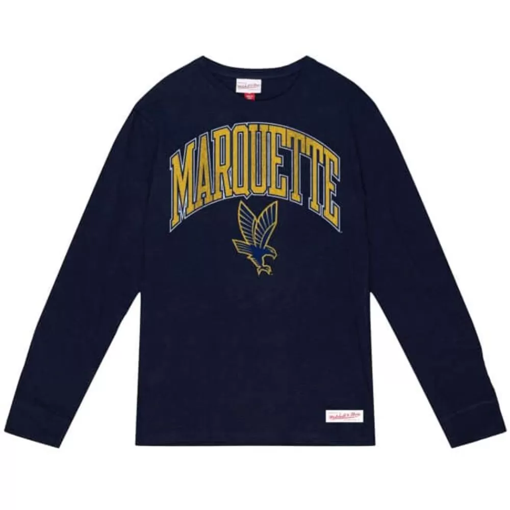 Apparel Mitchell & Ness T-Shirts & Tops-University Arch Logo Ls Tee Marquette University