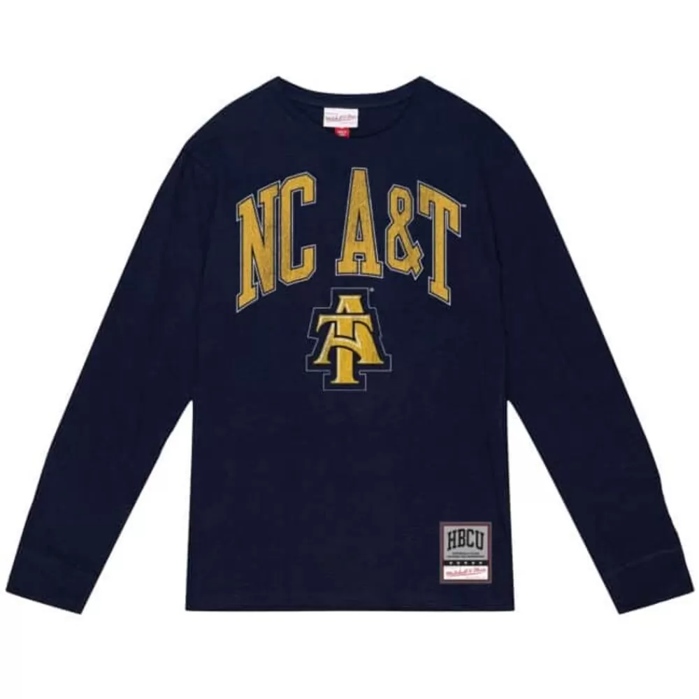 Apparel Mitchell & Ness T-Shirts & Tops-University Arch Logo Ls Tee North Carolina A&T University