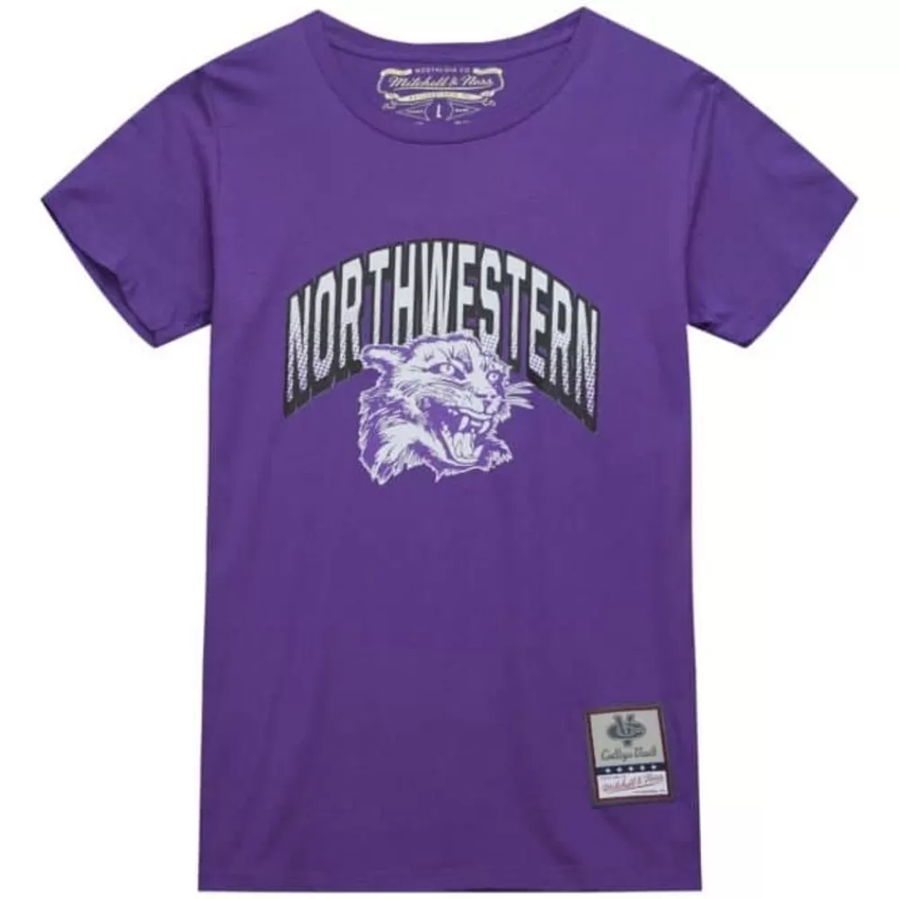 Apparel Mitchell & Ness T-Shirts & Tops-University Arch Logo Ls Tee Northwestern University