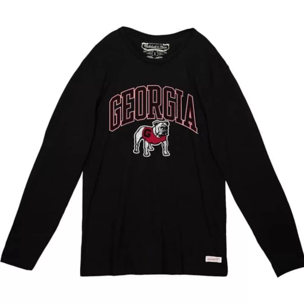 Apparel Mitchell & Ness T-Shirts & Tops-University Arch Logo Ls Tee University Of Georgia