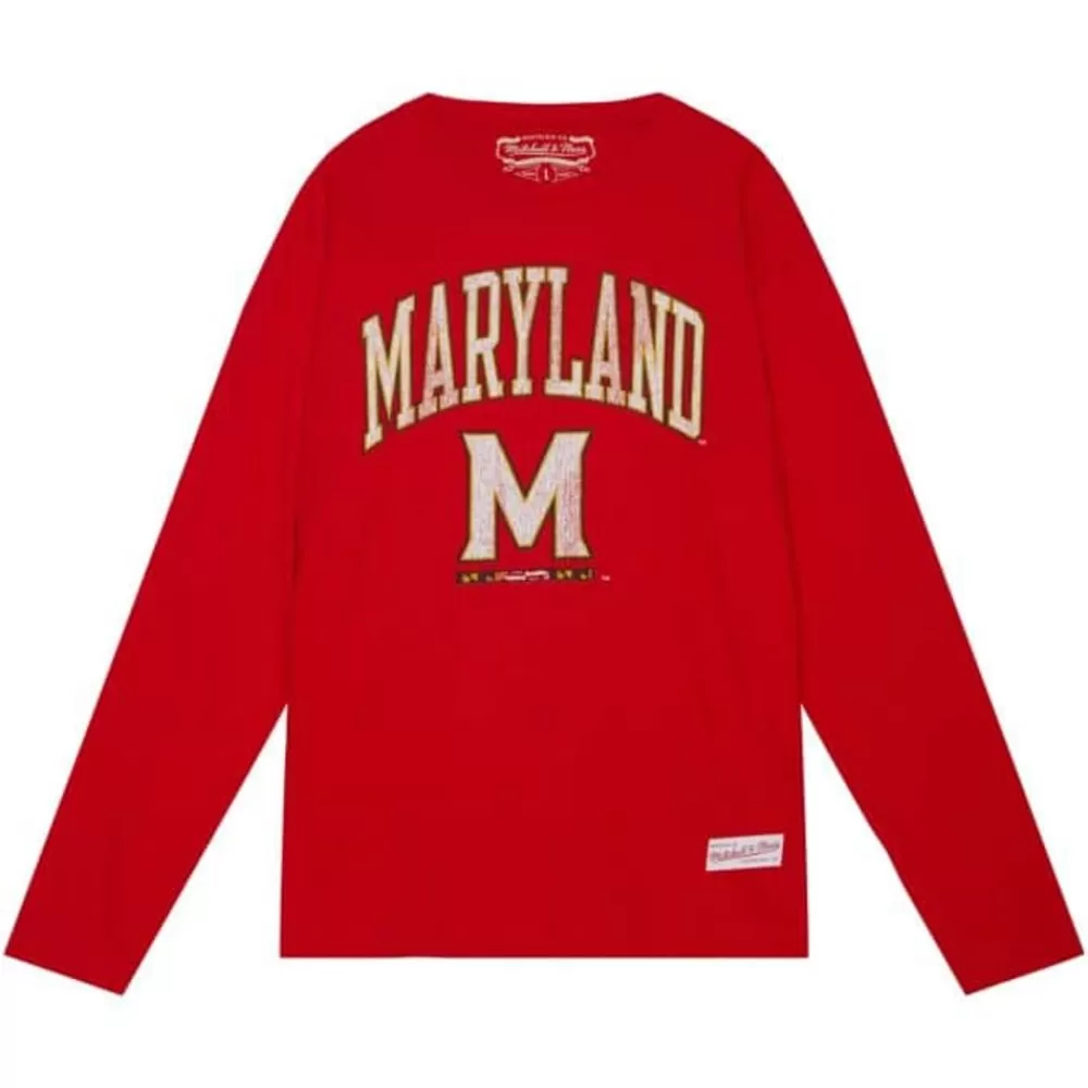 Apparel Mitchell & Ness T-Shirts & Tops-University Arch Logo Ls Tee University Of Maryland
