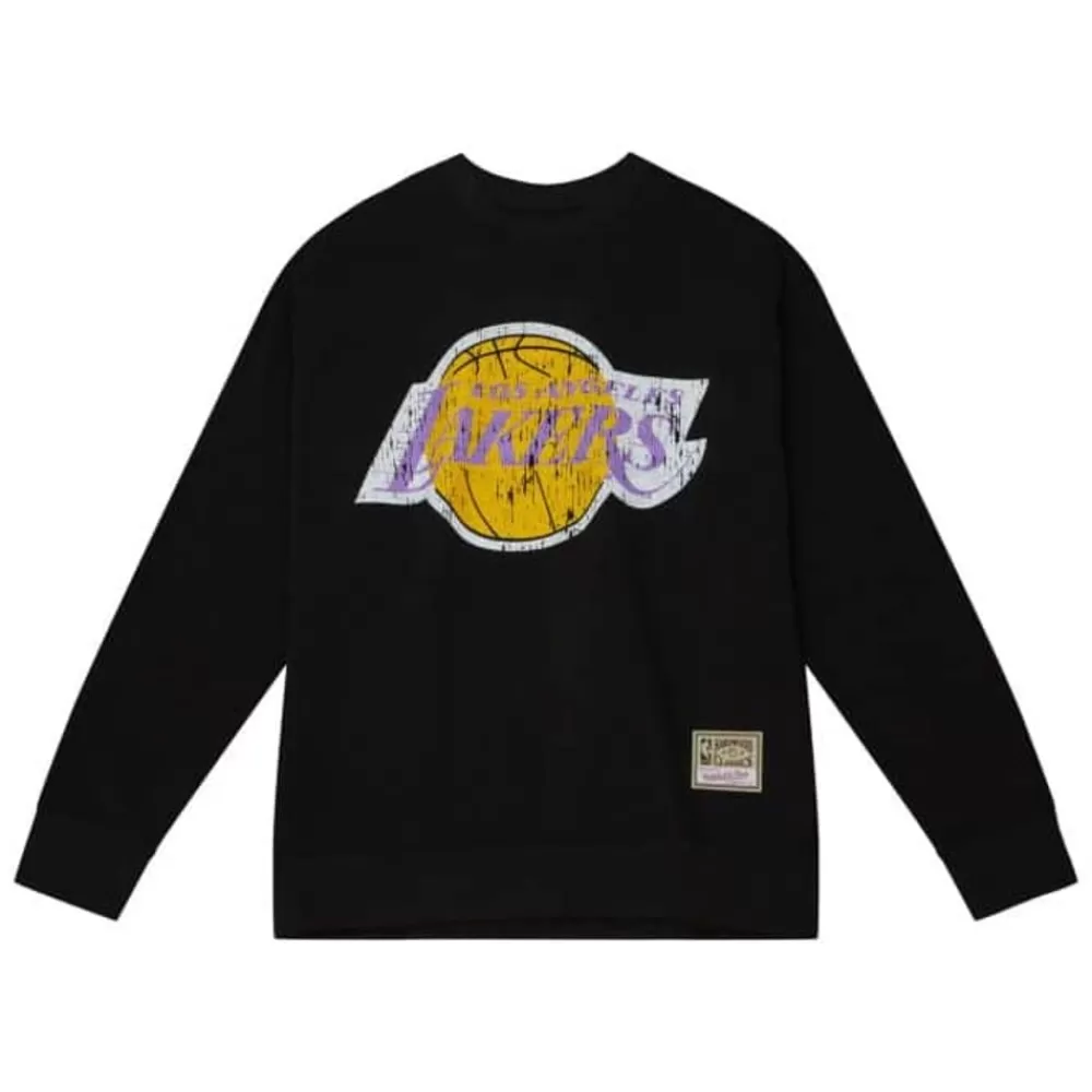 Apparel Mitchell & Ness Hoodies & Sweatshirts-Vintage Big Logo Crew Los Angeles Lakers
