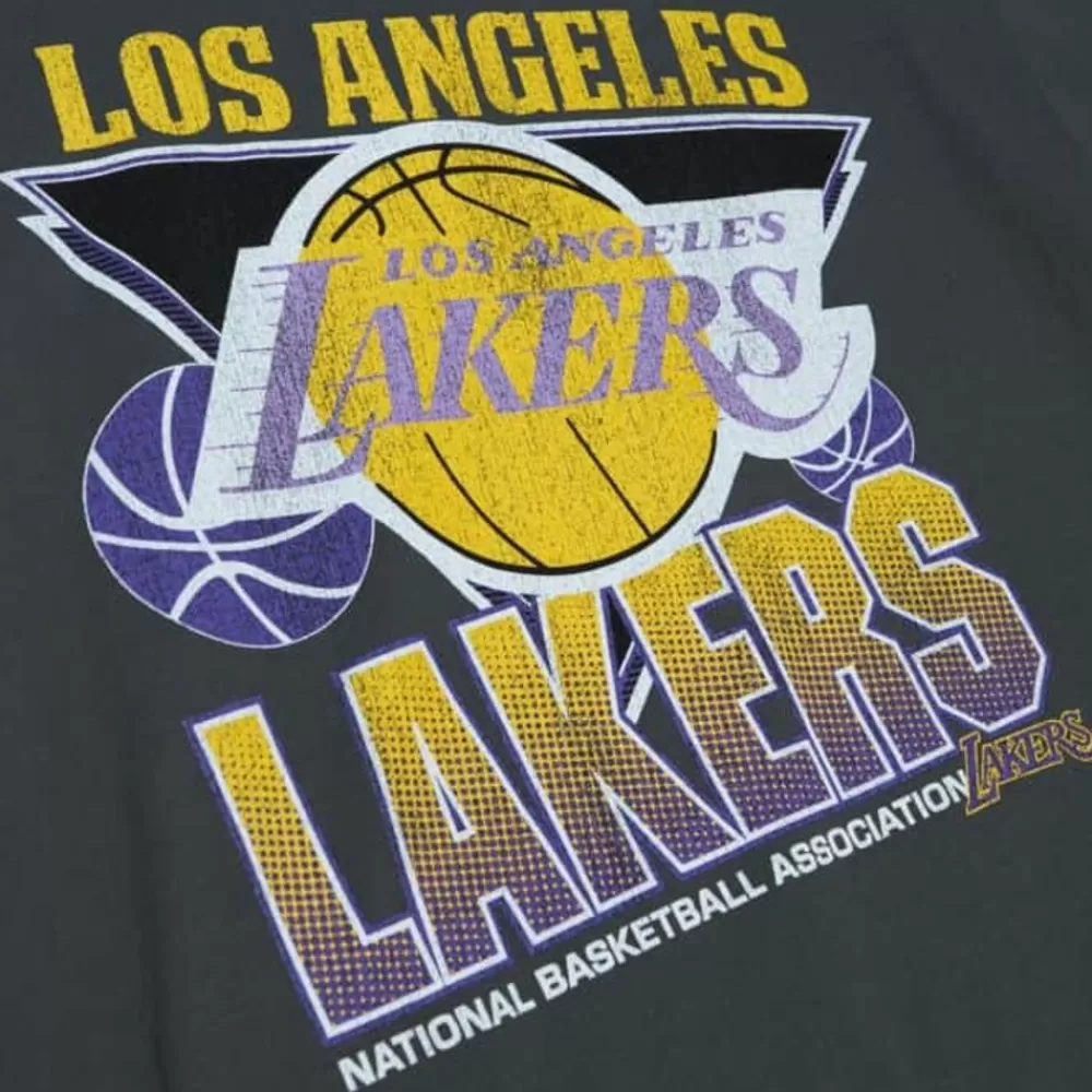 Apparel Mitchell & Ness T-Shirts & Tops-Vintage Cracked Tee Los Angeles Lakers