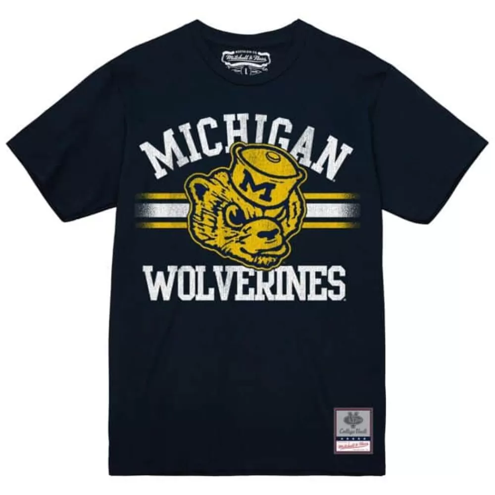 Apparel Mitchell & Ness T-Shirts & Tops-Vintage Stripes Tee University Of Michigan