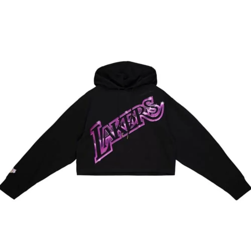 Apparel Mitchell & Ness Hoodies & Sweatshirts-Womens Big Face 4.0 Crop Hoodie Los Angeles Lakers