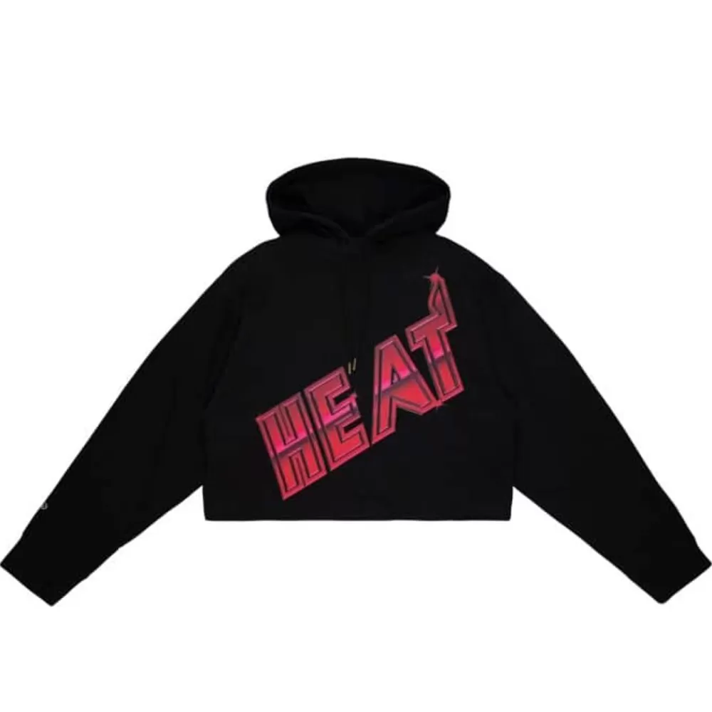 Apparel Mitchell & Ness Hoodies & Sweatshirts-Womens Big Face 4.0 Crop Hoodie Miami Heat