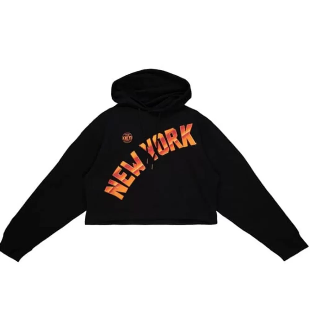 Apparel Mitchell & Ness Hoodies & Sweatshirts-Womens Big Face 4.0 Crop Hoodie New York Knicks