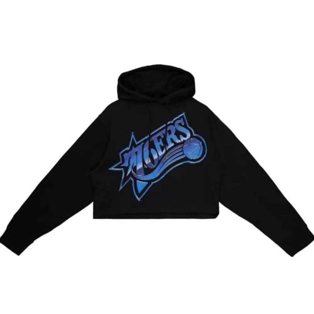 Apparel Mitchell & Ness Hoodies & Sweatshirts-Womens Big Face 4.0 Crop Hoodie Philadelphia 76Ers