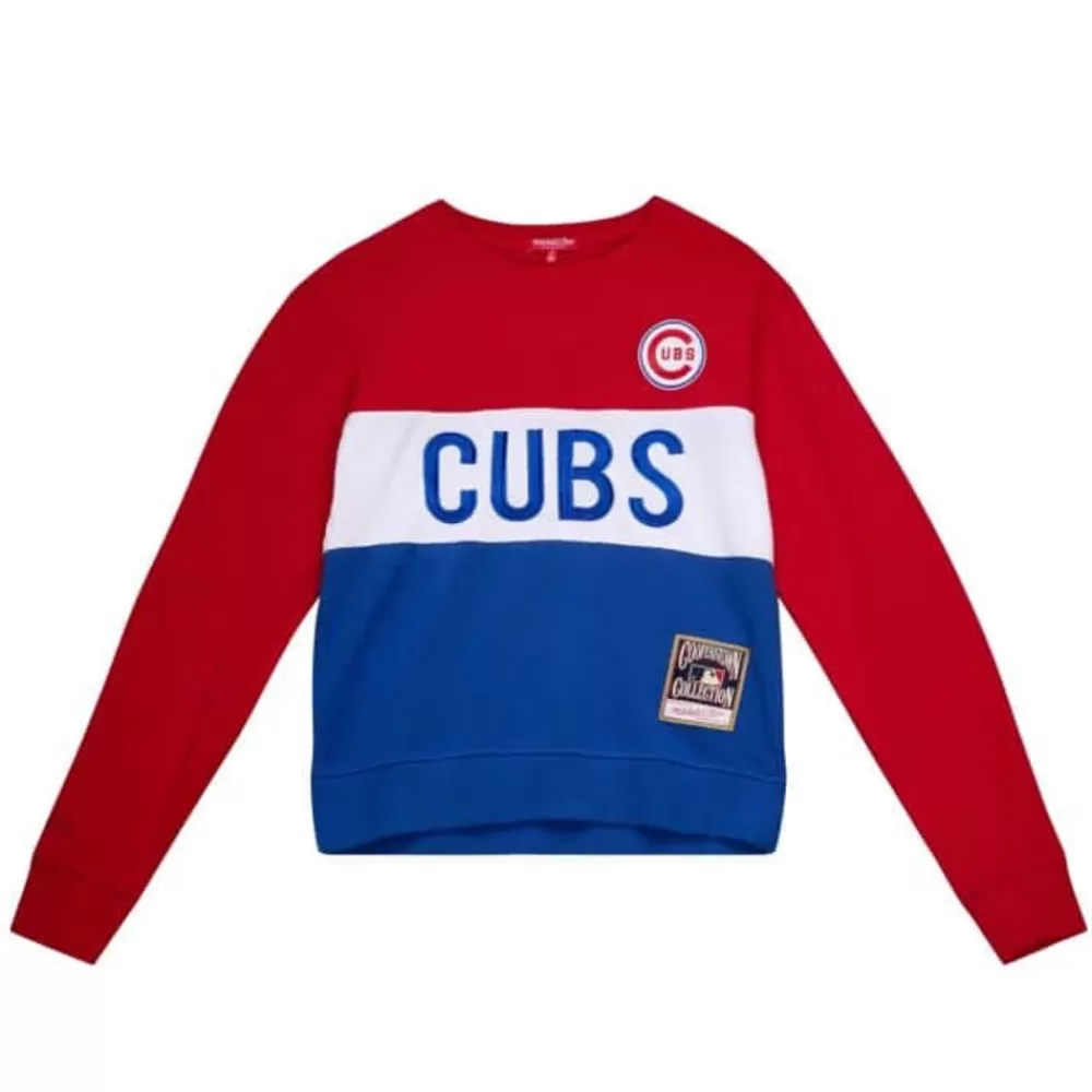 Apparel Mitchell & Ness Hoodies & Sweatshirts-Women'S Color Block Crew 2.0 Chicago Cubs