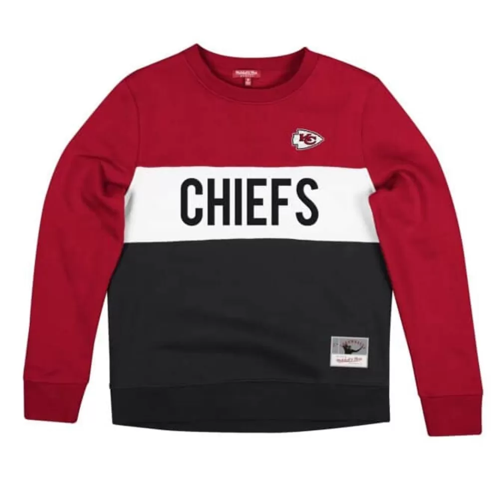 Apparel Mitchell & Ness Hoodies & Sweatshirts-Women'S Color Block Crew 2.0 Kansas City Chiefs