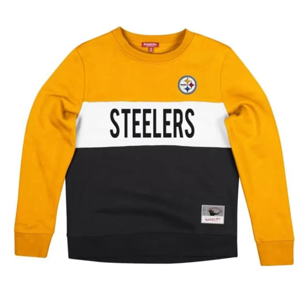 Apparel Mitchell & Ness Hoodies & Sweatshirts-Women'S Color Block Crew 2.0 Pittsburgh Steelers