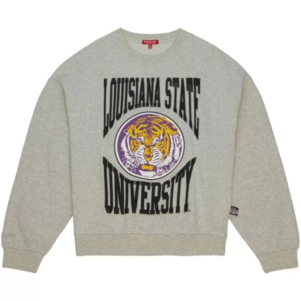 Apparel Mitchell & Ness Hoodies & Sweatshirts-Women'S Logo Lightweight Crew 3.0 Louisiana State University