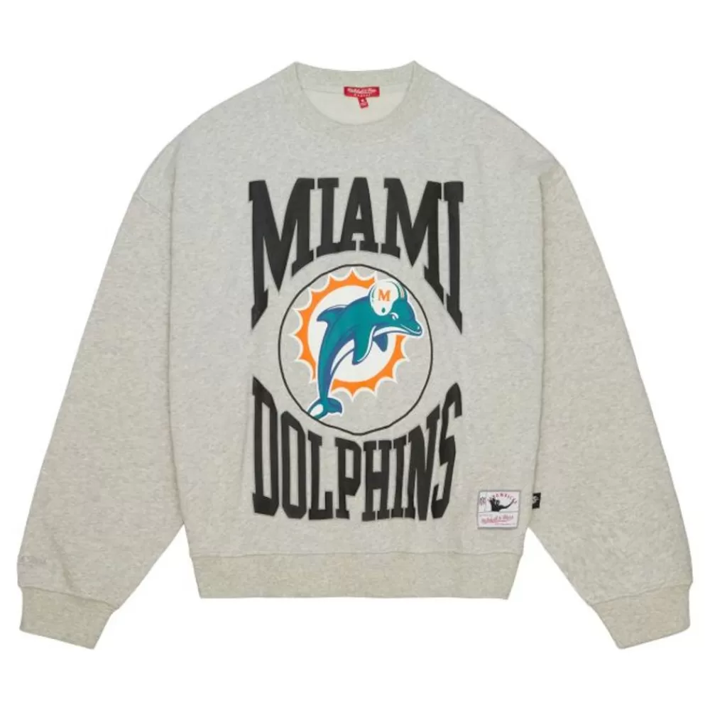 Apparel Mitchell & Ness Hoodies & Sweatshirts-Women'S Logo Lightweight Crew 3.0 Miami Dolphins