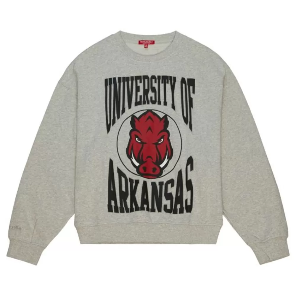 Apparel Mitchell & Ness Hoodies & Sweatshirts-Women'S Logo Lightweight Crew 3.0 University Of Arkansas