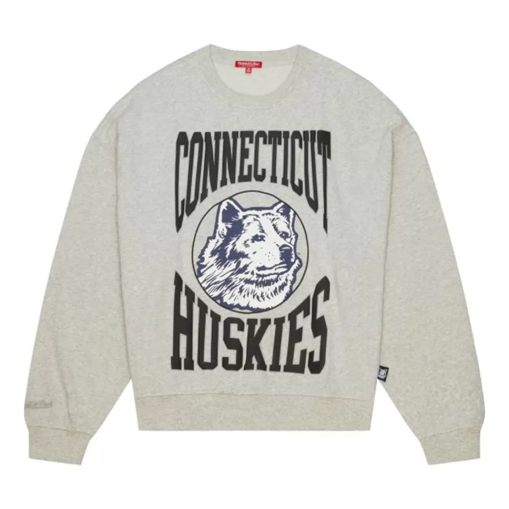 Apparel Mitchell & Ness Hoodies & Sweatshirts-Women'S Logo Lightweight Crew 3.0 University Of Connecticut