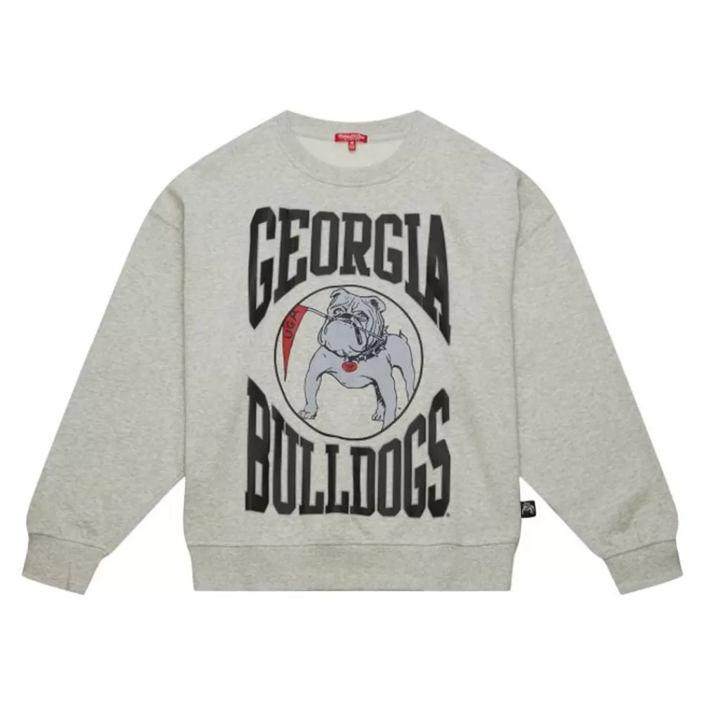Apparel Mitchell & Ness Hoodies & Sweatshirts-Women'S Logo Lightweight Crew 3.0 University Of Georgia