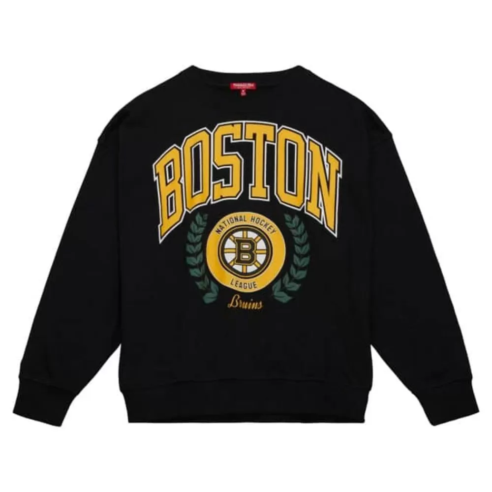 Apparel Mitchell & Ness Hoodies & Sweatshirts-Womens Logo Lt Crew 2.0 Boston Bruins