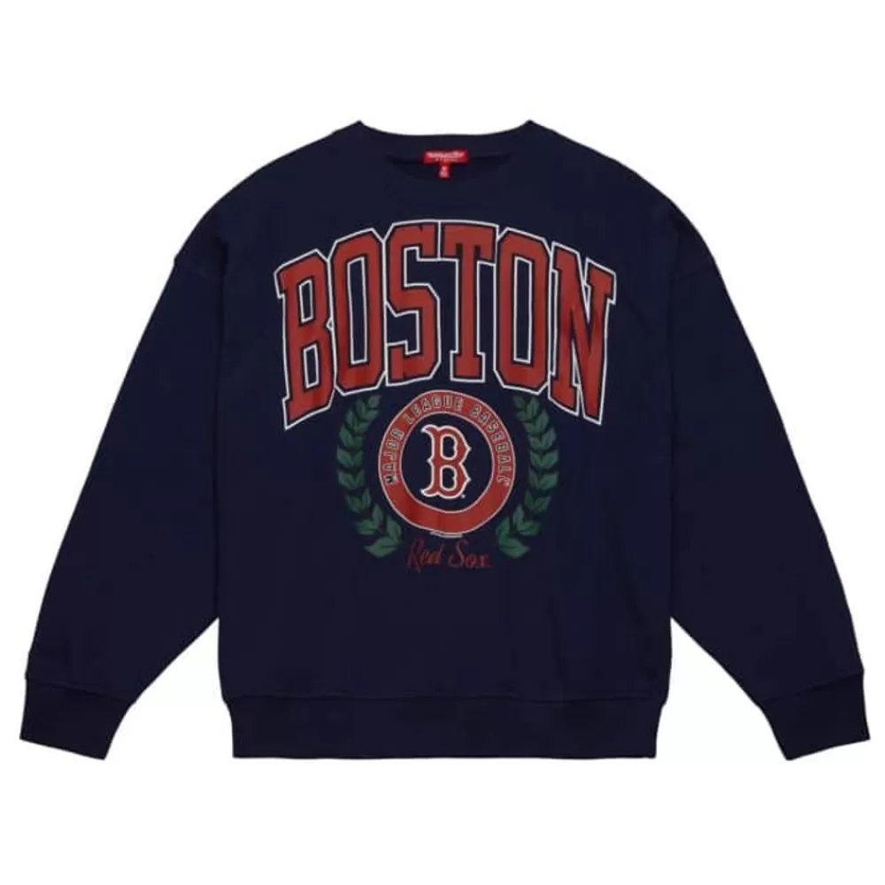 Apparel Mitchell & Ness Hoodies & Sweatshirts-Womens Logo Lt Crew 2.0 Boston Red Sox