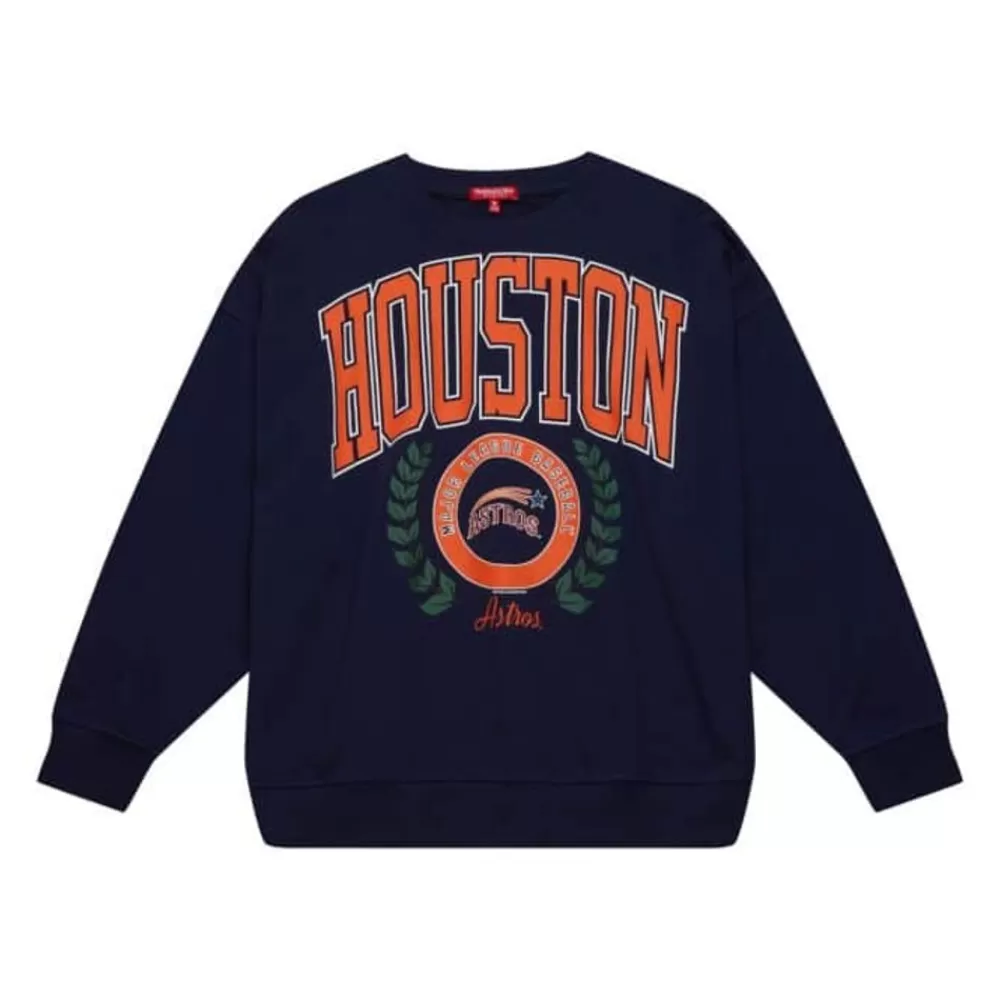 Apparel Mitchell & Ness Hoodies & Sweatshirts-Womens Logo Lt Crew 2.0 Houston Astros