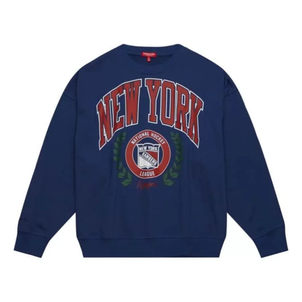 Apparel Mitchell & Ness Hoodies & Sweatshirts-Womens Logo Lt Crew 2.0 New York Rangers