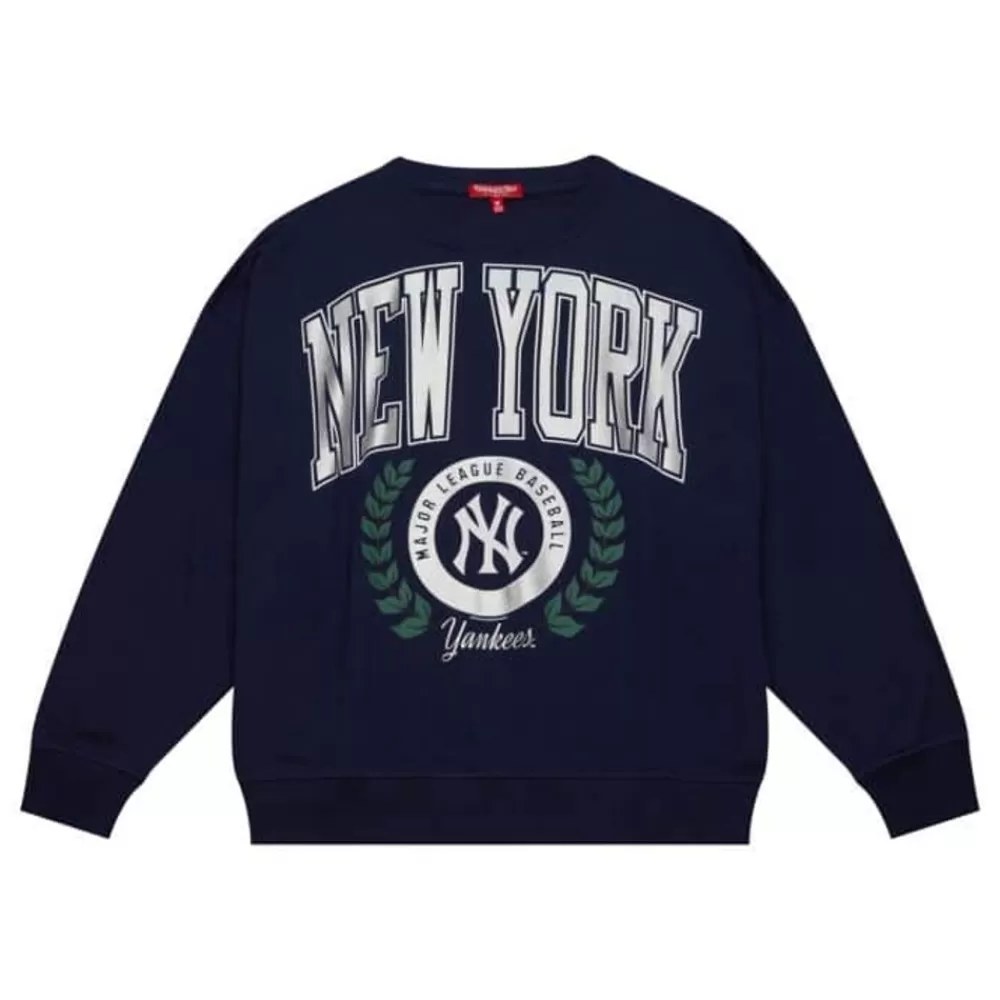 Apparel Mitchell & Ness Hoodies & Sweatshirts-Womens Logo Lt Crew 2.0 New York Yankees