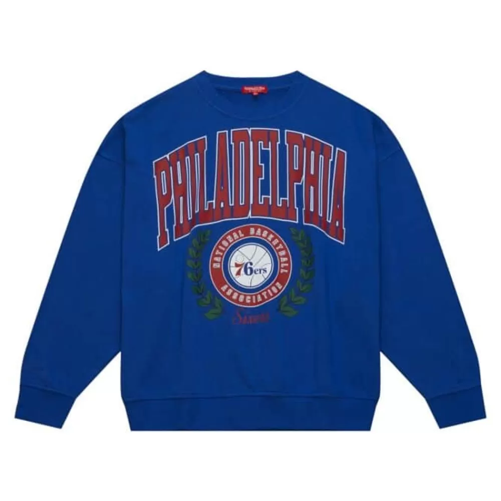 Apparel Mitchell & Ness Hoodies & Sweatshirts-Womens Logo Lt Crew 2.0 Philadelphia 76Ers