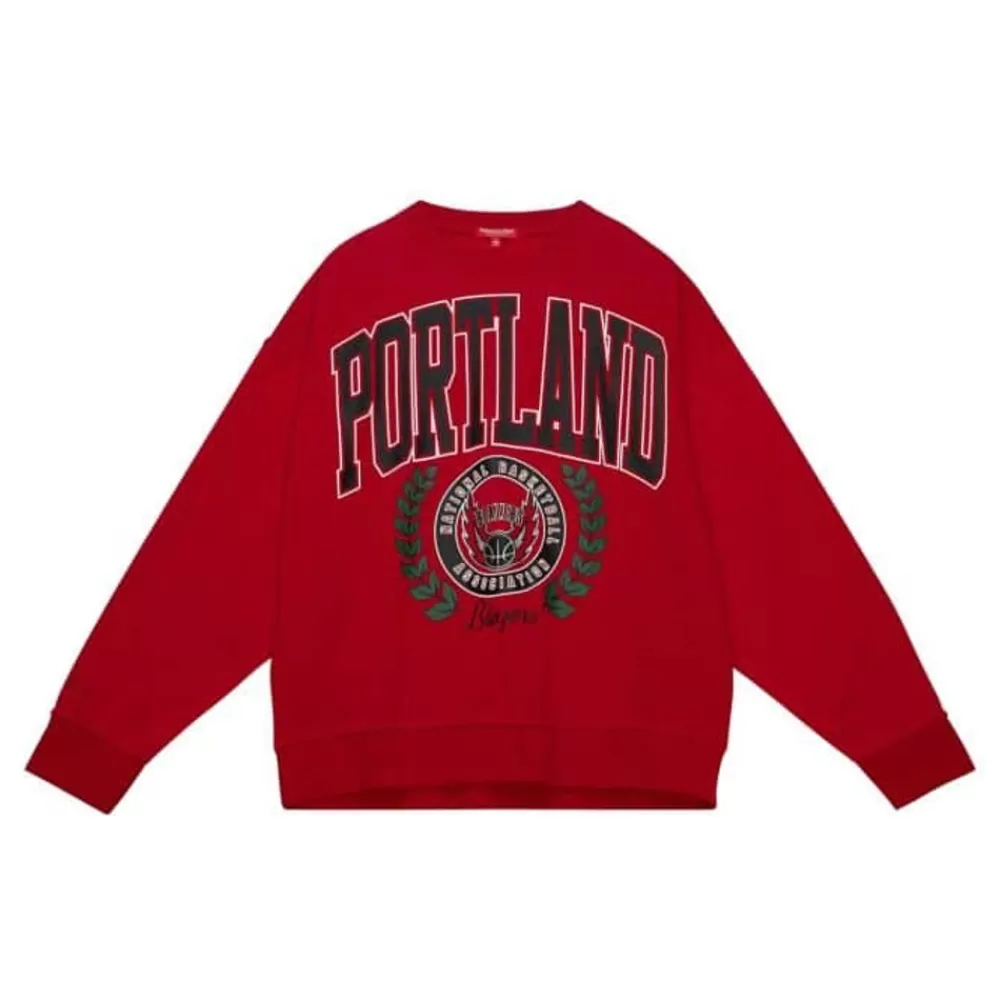 Apparel Mitchell & Ness Hoodies & Sweatshirts-Womens Logo Lt Crew 2.0 Portland Trail Blazers