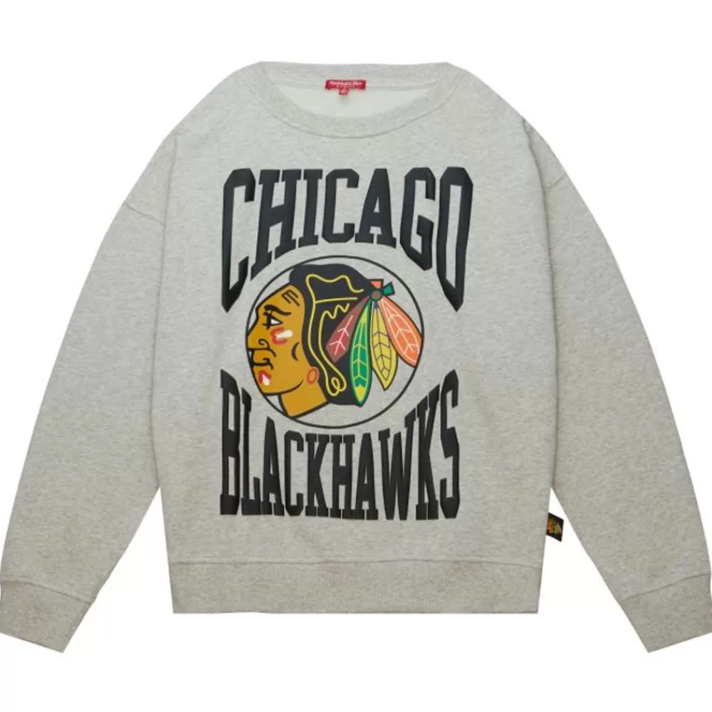 Apparel Mitchell & Ness Hoodies & Sweatshirts-Women'S Logo Lt Crew 3.0 Chicago Blackhawks