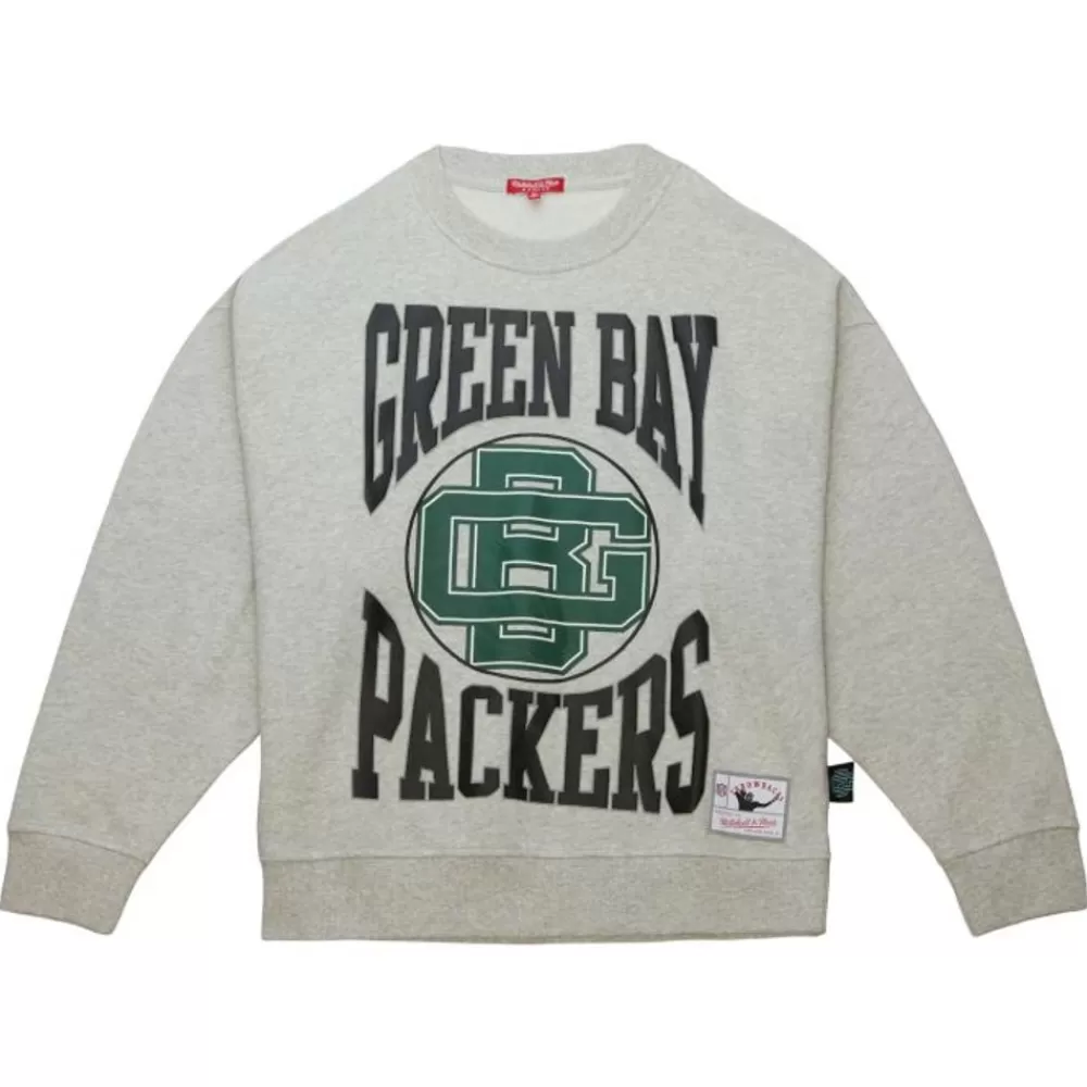 Apparel Mitchell & Ness Hoodies & Sweatshirts-Women'S Logo Lt Crew 3.0 Green Bay Packers