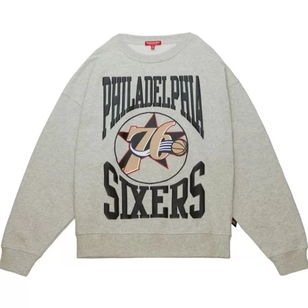 Apparel Mitchell & Ness Hoodies & Sweatshirts-Women'S Logo Lt Crew 3.0 Philadelphia 76Ers