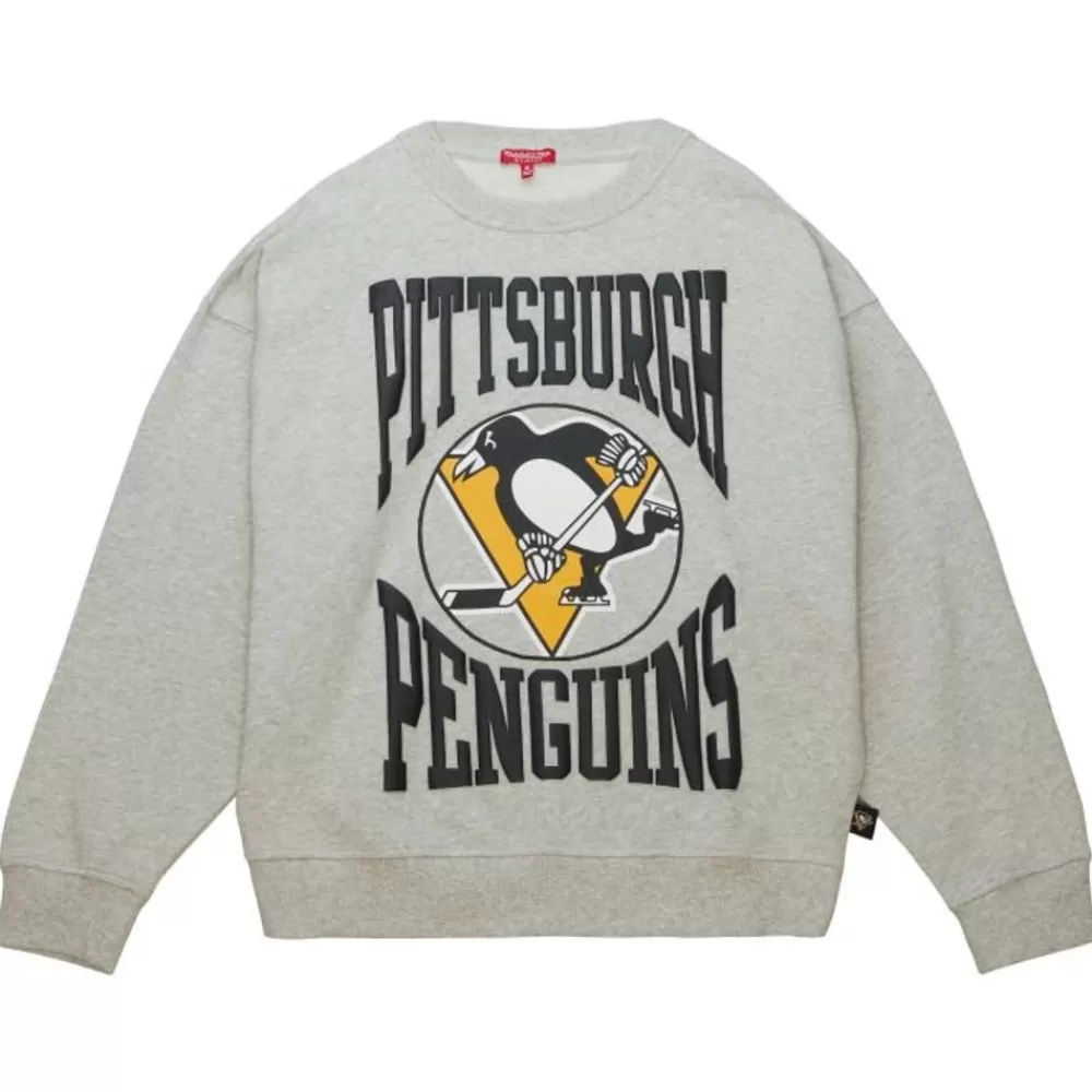 Apparel Mitchell & Ness Hoodies & Sweatshirts-Women'S Logo Lt Crew 3.0 Pittsburgh Penguins