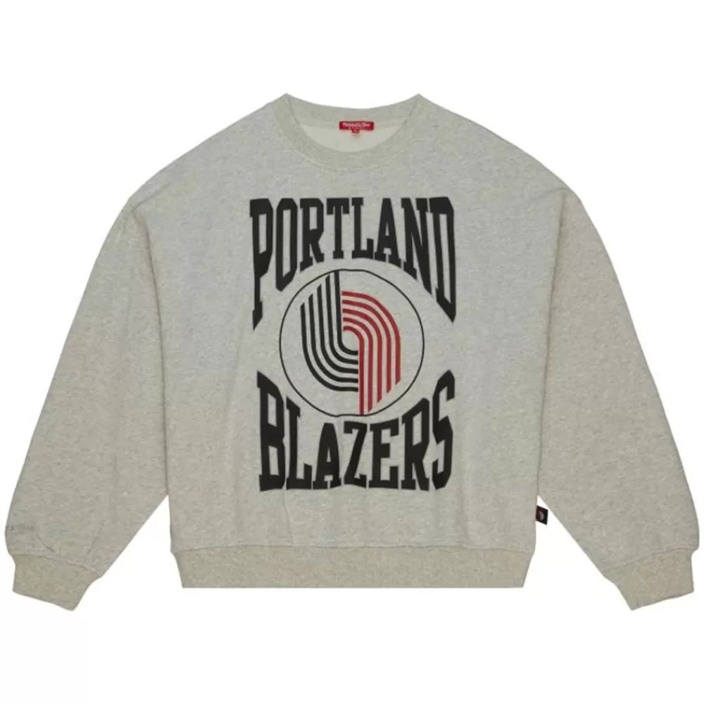 Apparel Mitchell & Ness Hoodies & Sweatshirts-Women'S Logo Lt Crew 3.0 Portland Trail Blazers